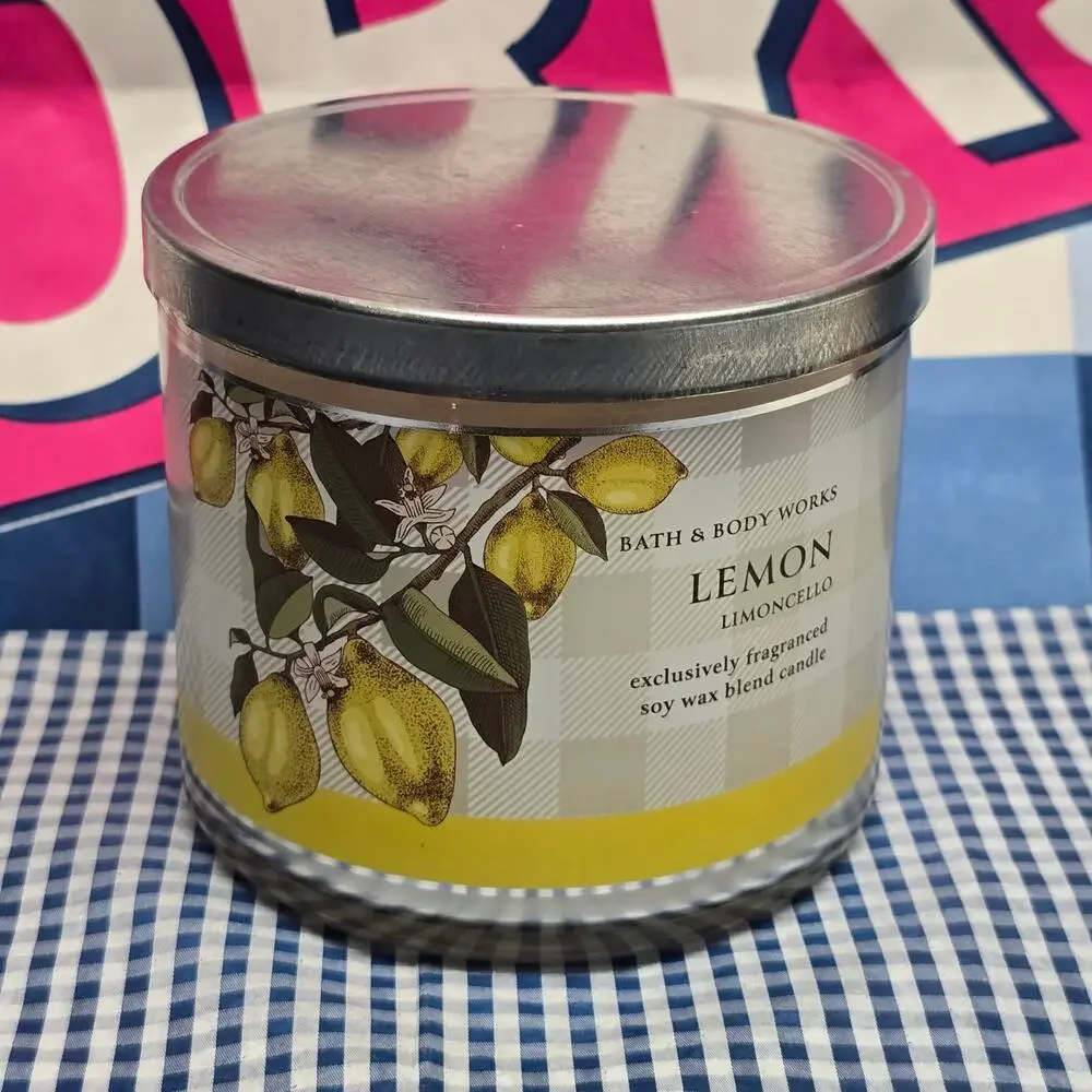 BBW Lemon Limoncello Large 3 Wick Candle Home Fragrance Decor Soy Wax Blend